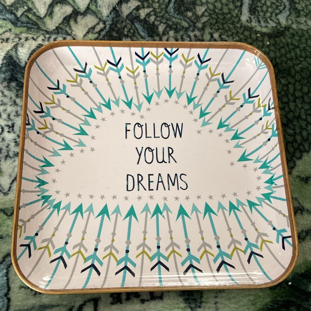 NWT - Studio Oh! Follow Your Dreams - White/Copper Porcelain Trinket Dish